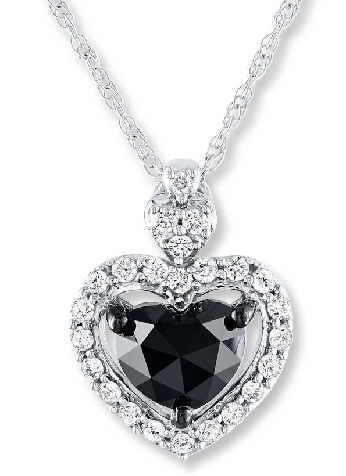 Κρεμαστό μαύρο διαμάντι σε σχήμα καρδιάς