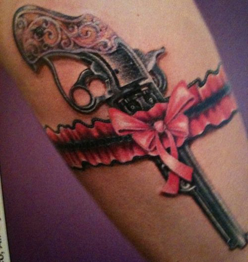 Gun Tattoo Designs on Hip