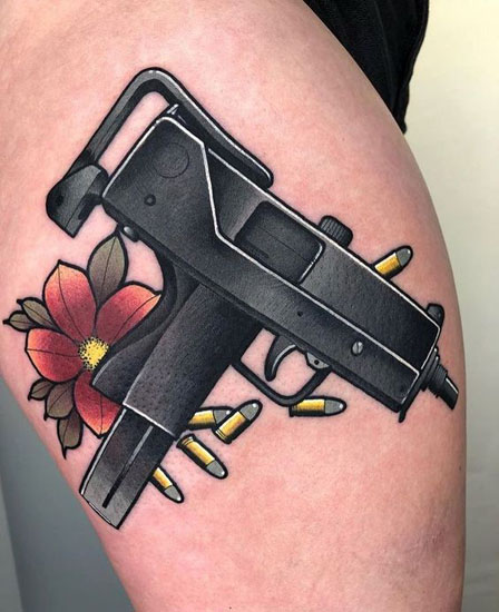 Καλύτερα σχέδια τατουάζ Gun με εικόνες 6