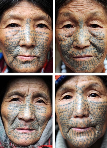 Kiinalainen heimojen tatuointi kasvoihin