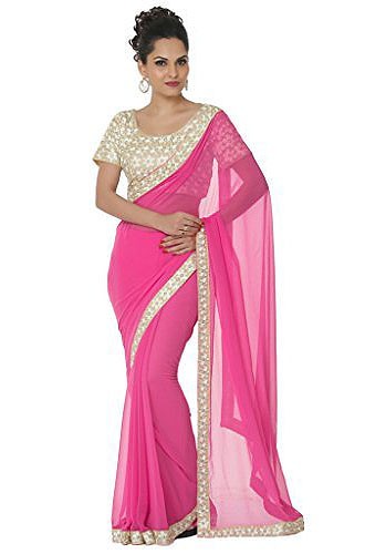 Plain Saris-Baby Pink Plain Sari 6