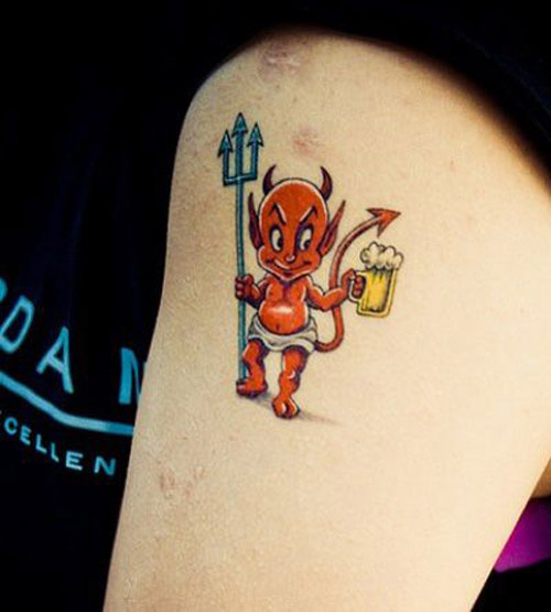 Παραδοσιακό σχέδιο τατουάζ Devil Cupid