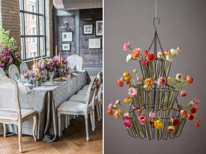 Dekorations-idéer-bröllop-på-vår-bord-Schmick-blommahängande korgar