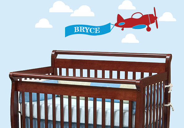 Väggdekal baby rum pojke flygplan
