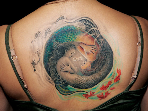 Double Mermaid Tattoo naisille