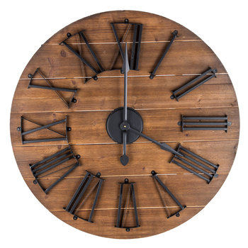 Στρογγυλό φυσικό και ξύλινο ρολόι τοίχου