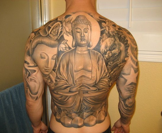 Koko kehon meditaatio Buddha -tatuointimallit