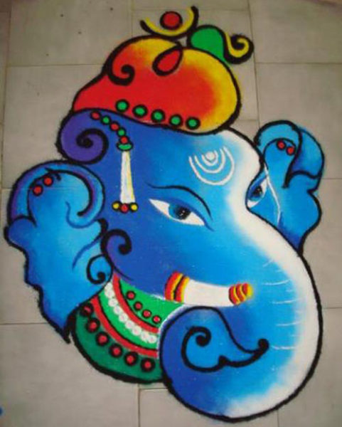 Lord Ganesha Rangoli Σχεδιασμός με θέμα