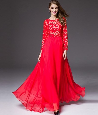 Κόκκινο μακρύ φόρεμα για γυναίκες