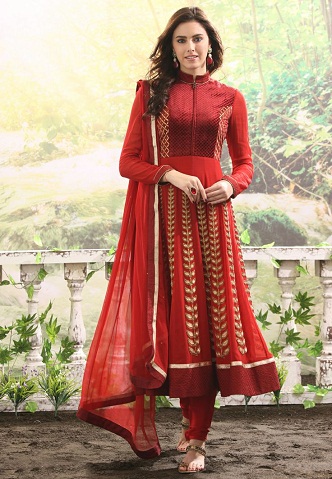 Κόκκινο χρώμα Anarkali Frock Suit