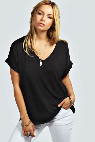 Oversized V λαιμόκοψη μπλουζάκι