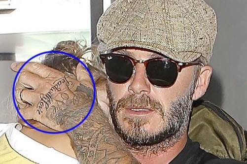 David Beckham Hand Tattoo -Victoria and Love