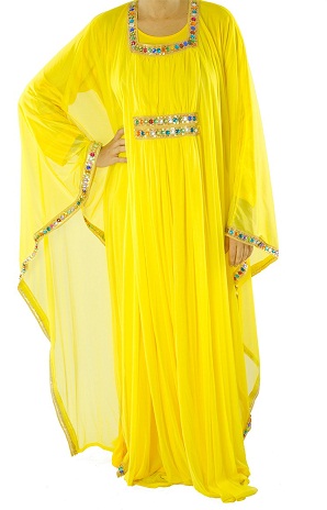 Κίτρινο φόρεμα Kaftan