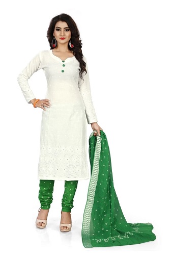 Valkoinen Bandhani Salwar -puku