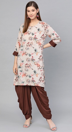 Floral Printed Kurta με Dhoti