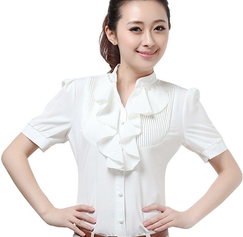 Καλοκαιρινά μανίκια λευκά πουκάμισα για γυναίκες