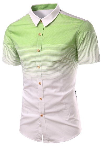 Turn Down γιακά με πράσινο κοντομάνικο πουκάμισο για άνδρες