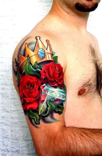 Στέμμα τατουάζ με λουλούδια