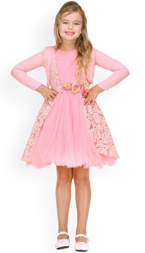 Ροζ διακοσμημένο δαντελένιο φόρεμα