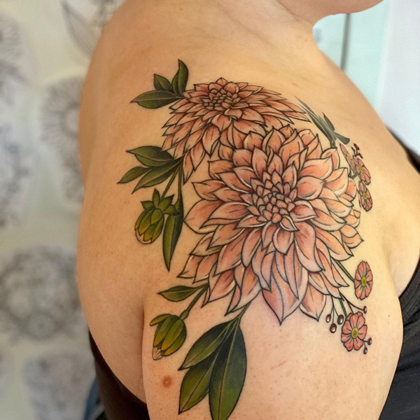Τατουάζ λουλουδιών Dahlia