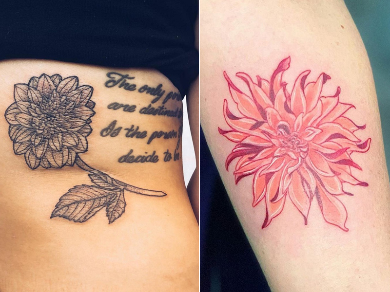 Σχέδια τατουάζ λουλουδιών Dahlia