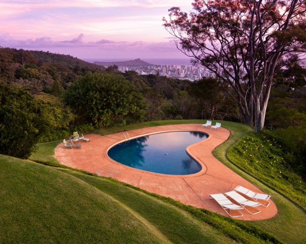 Utomhuspool Njurform Honolulu Hawaii Liljestrand Residence