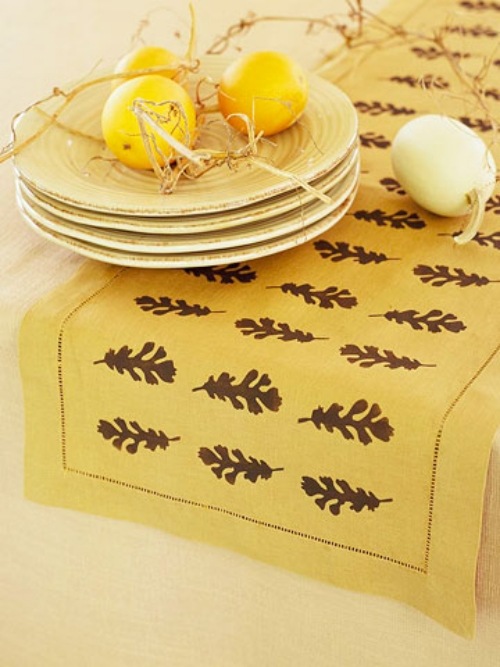 ekollon bordsduk idéer för höstdekorationer inspirerade av naturen