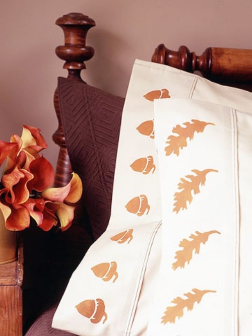 ekollon sängkläder idéer för höstdekorationer inspirerade av naturen