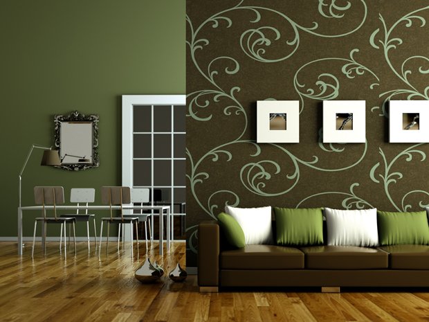 grön-vägg-design-vardagsrum-idé-design