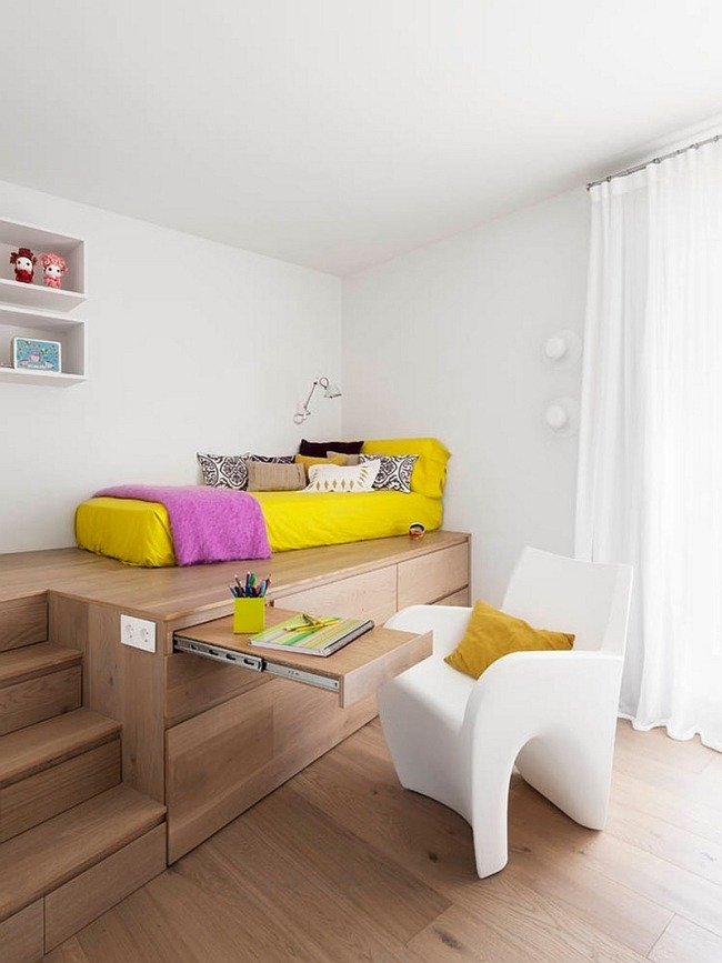 små-barnrum-idéer-design-moderna-möbler-gul-vit