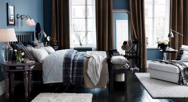 ikea-sovrum-design-dekoration-chic-mysig-brun-blå-golvbräda