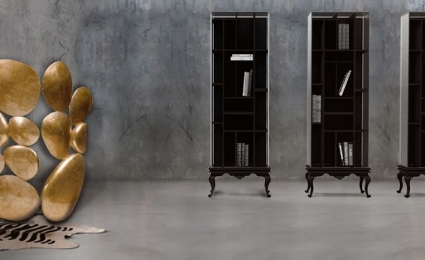 Bokhylla designmöbler svart torn moderna möbler-handgjorda