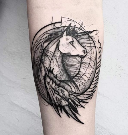 Σκίτσο στυλ τατουάζ Yin Yang