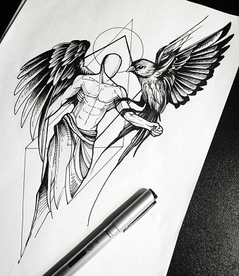 Σκίτσο τατουάζ Angel Style