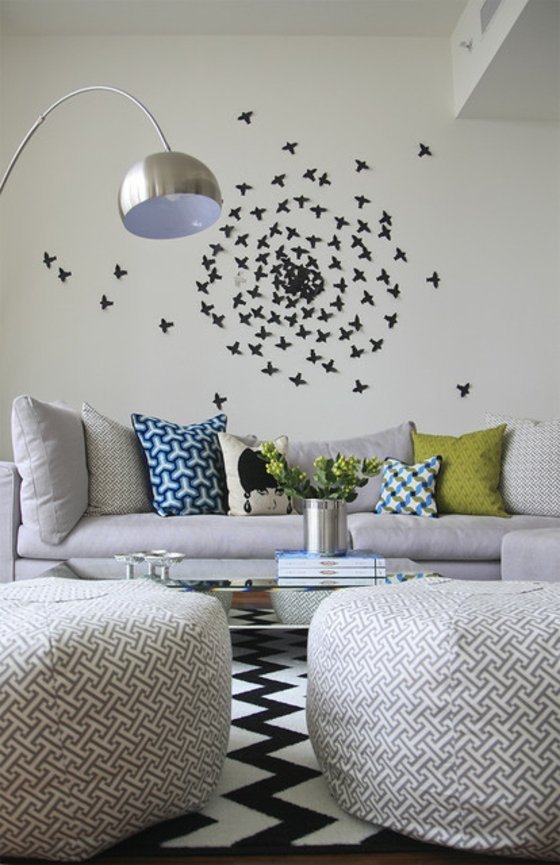 Fågel-eller-plan-vägg-dekor-i-vardagsrummet
