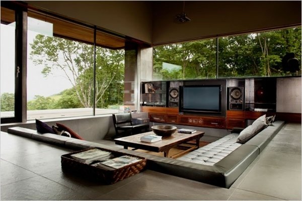Lounge område soffa design inbyggd terrass