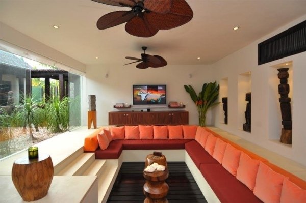 Sittnisch Orange klädsel lounge modern