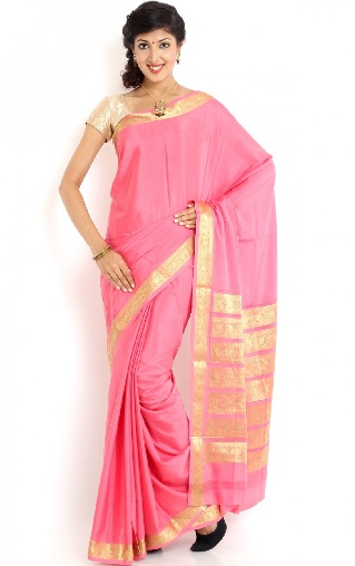 Vaaleanpunainen Mysore Silk Saree