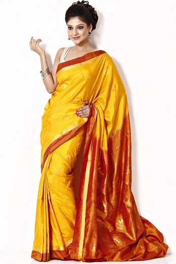 Keltainen Mysore Silk Saree