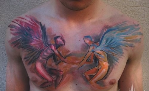 Devil Angel Bird Anchor Tattoo