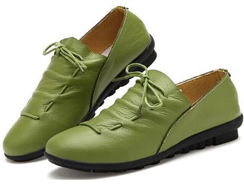 καθαρά πράσινα δερμάτινα γυναικεία παπούτσια