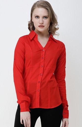 Punainen Slim Fit -muodollinen paita naisille