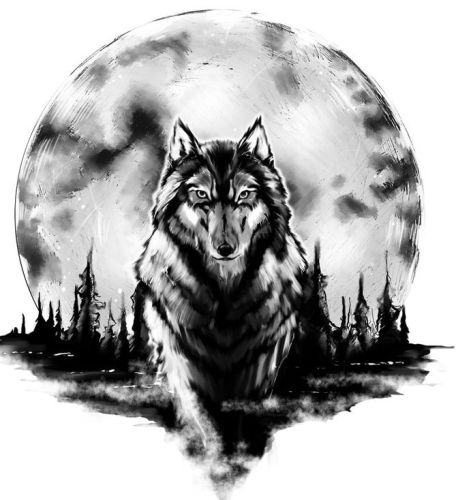 Moon and The Wolf Τατουάζ