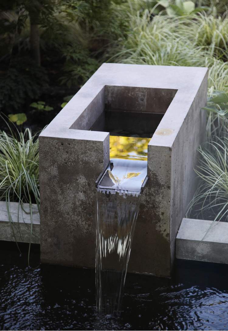 trädgård idéer pinterest vattenfall betong moderna prydnadsgräs