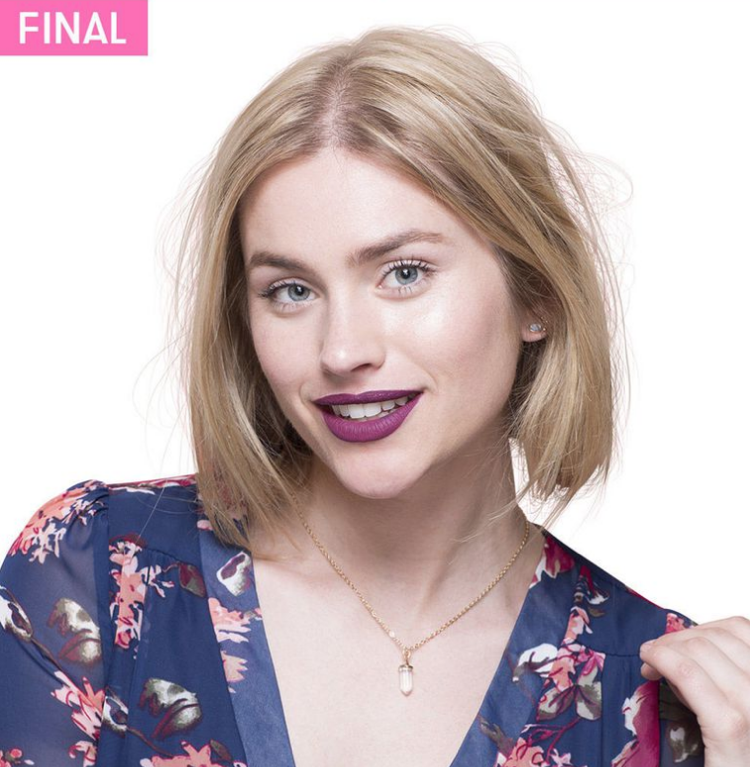 Faux bob trend frisyr tonårsflicka rakt hår