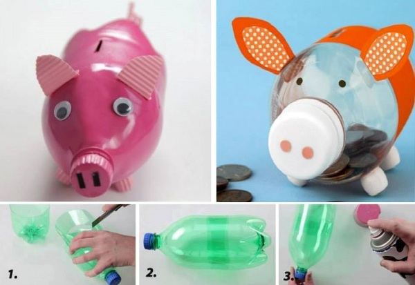 Πλαστικό μπουκάλι Piggy Bank Craft