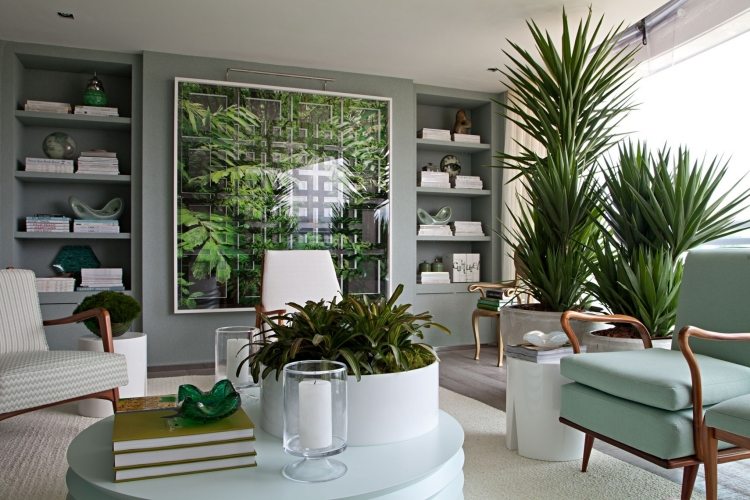 dekoration-idéer-krukväxter-palm-väggmålningar