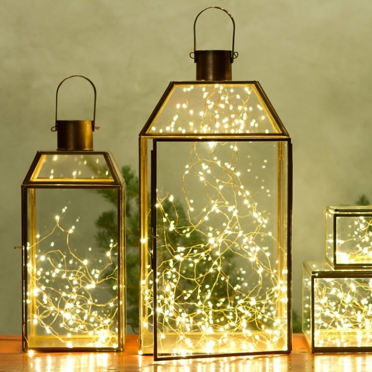 fairy lights inomhus lykta idé dekoration belysning jul