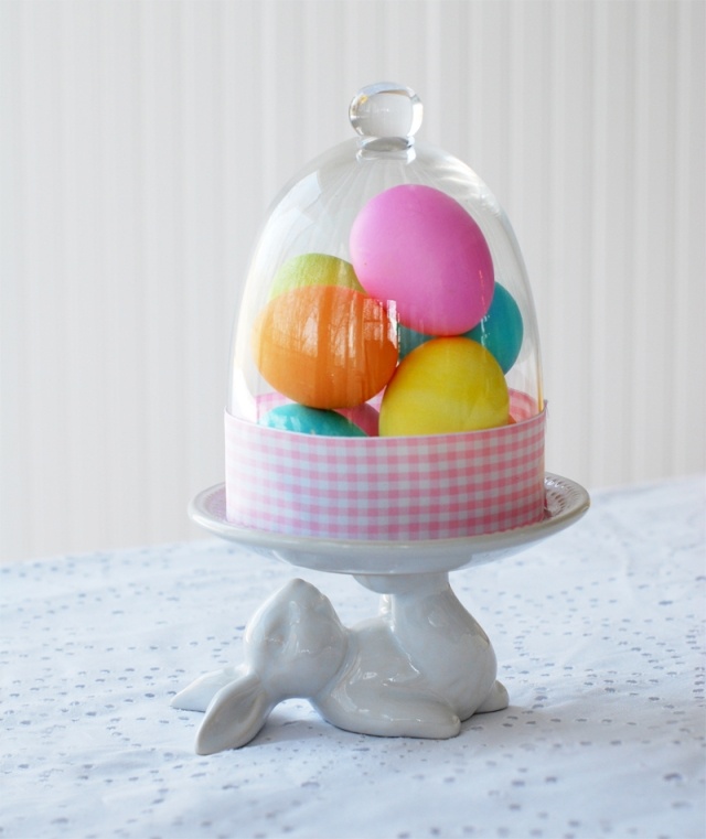 påsk deco bordstårta bunny bell jar målade ägg