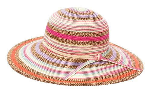 Πολύχρωμο πλεκτό ψάθινο καπέλο για γυναίκες